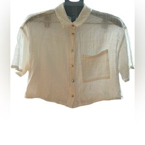 Pull & Bear Cotton Cropped Shirt